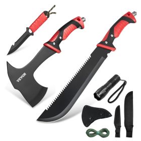 Camping Hatchet & Machete Knife Set – Hunting Knife, Flashlight, Paracord with Sheath Camping Hatchet & Machete Knife Set – Hunting Knife, Flashlight, Paracord with Sheath